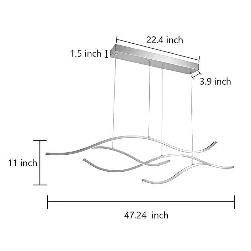 Crescent Wave LED Pendant Light | Linear Kitchen Island Chandelier