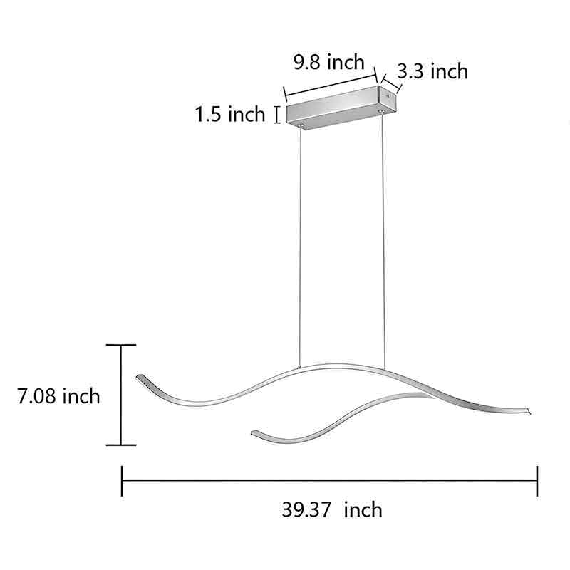 Crescent Wave LED Pendant Light | Linear Kitchen Island Chandelier