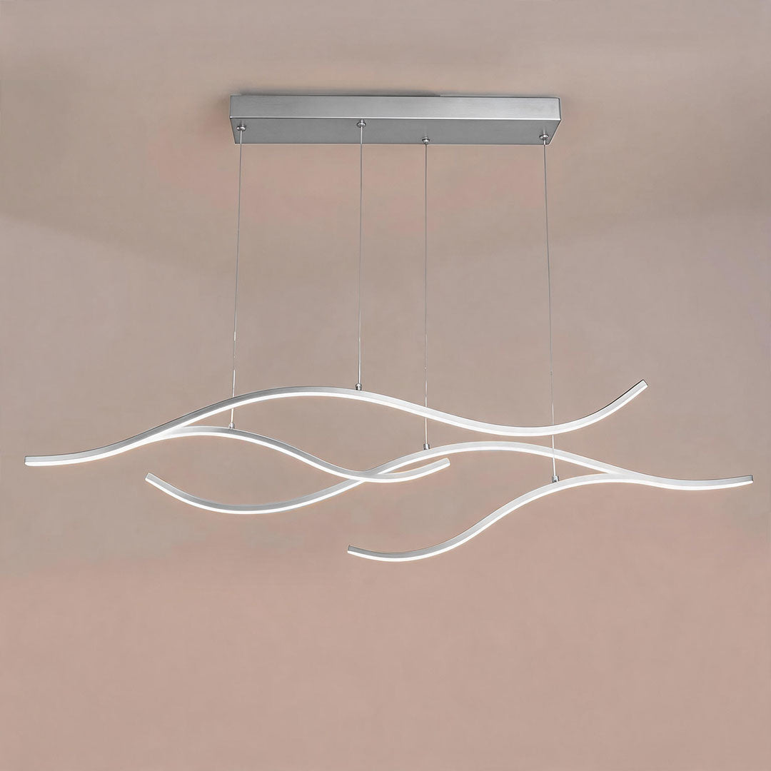 Crescent Wave LED Pendant Light | Linear Kitchen Island Chandelier