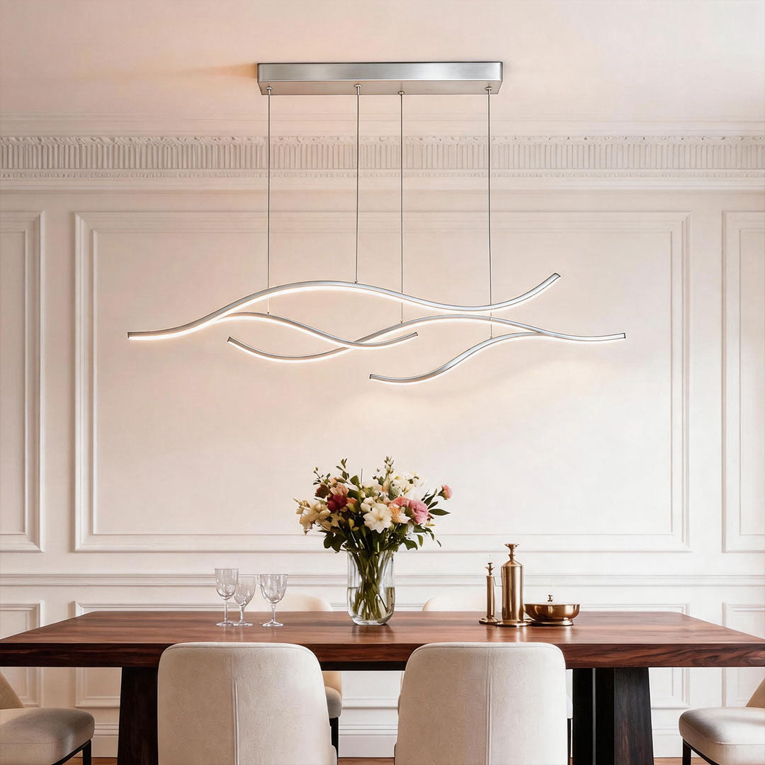 Crescent Wave LED Pendant Light | Linear Kitchen Island Chandelier
