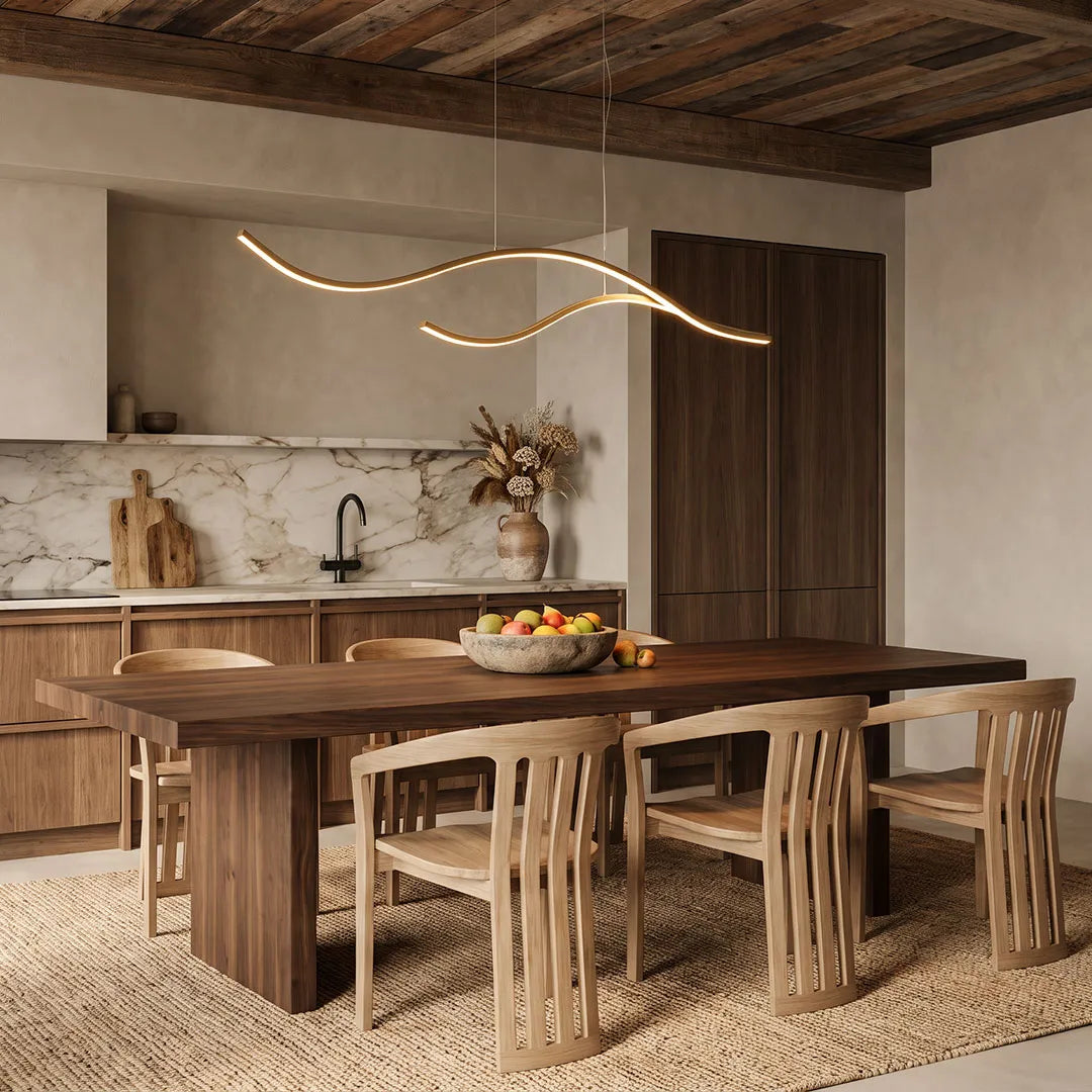 Crescent Wave LED Pendant Light | Linear Kitchen Island Chandelier