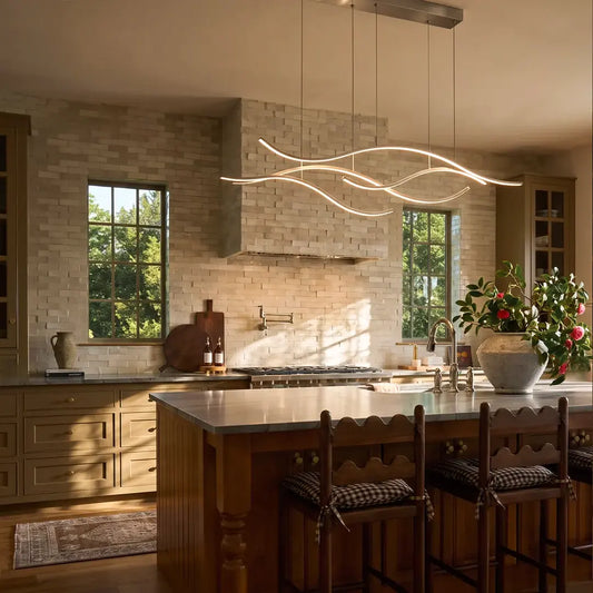 Crescent Wave LED Pendant Light | Linear Kitchen Island Chandelier
