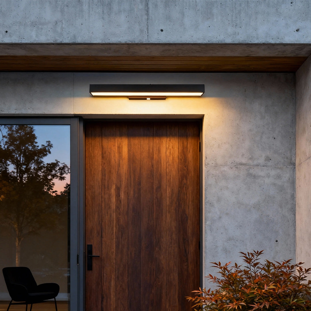 Argus Linear Outdoor Wall Light | IP65 Motion Sensor LED Black