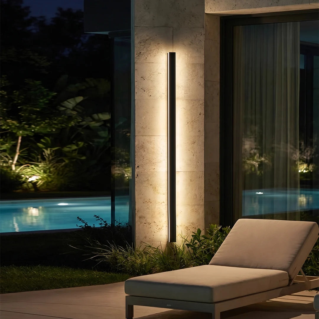 Axis Linear Outdoor Wall Sconce | IP65 Black LED Bar 40-78 in