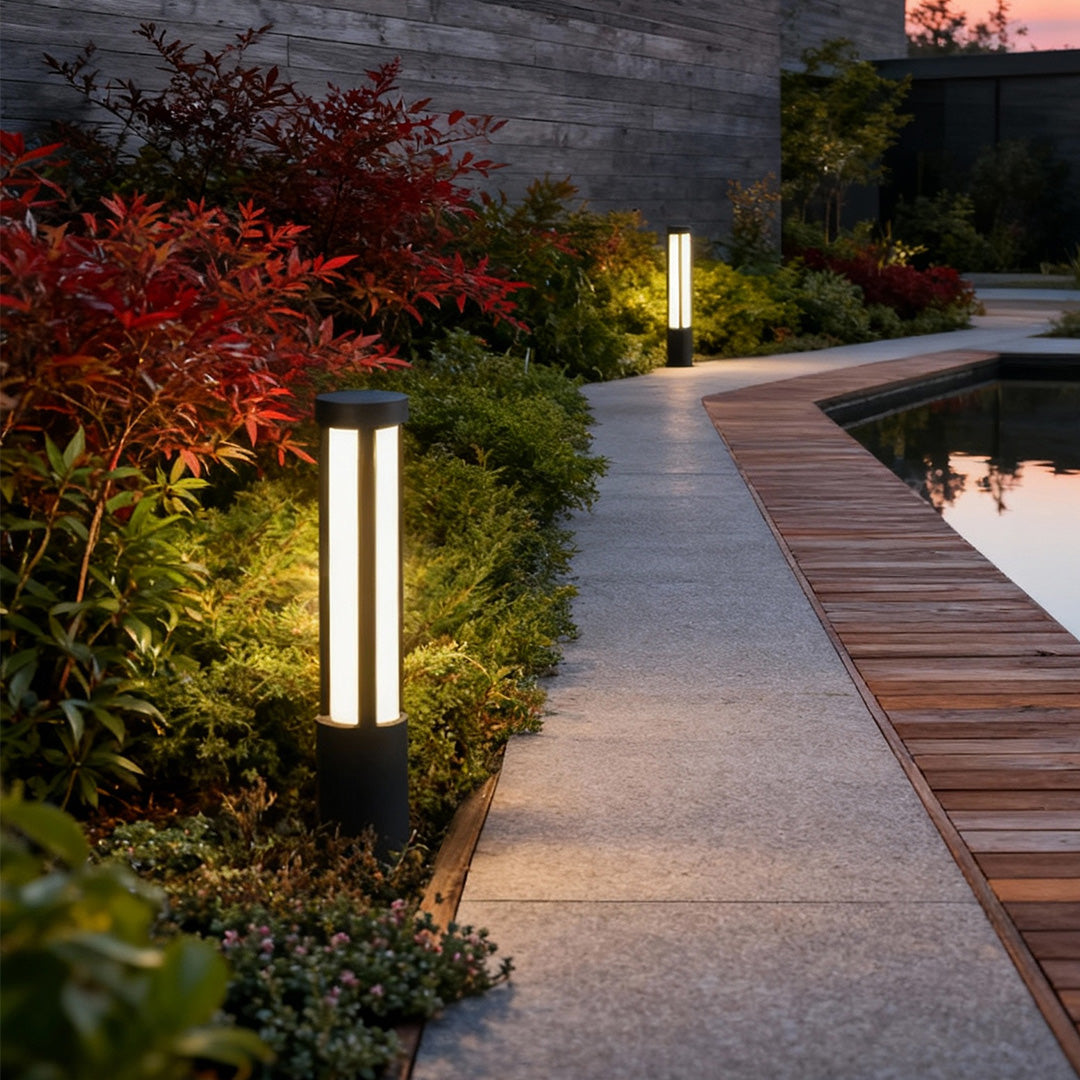 Stele LED Bollard Light | Cylindrical Black IP65 Path Light