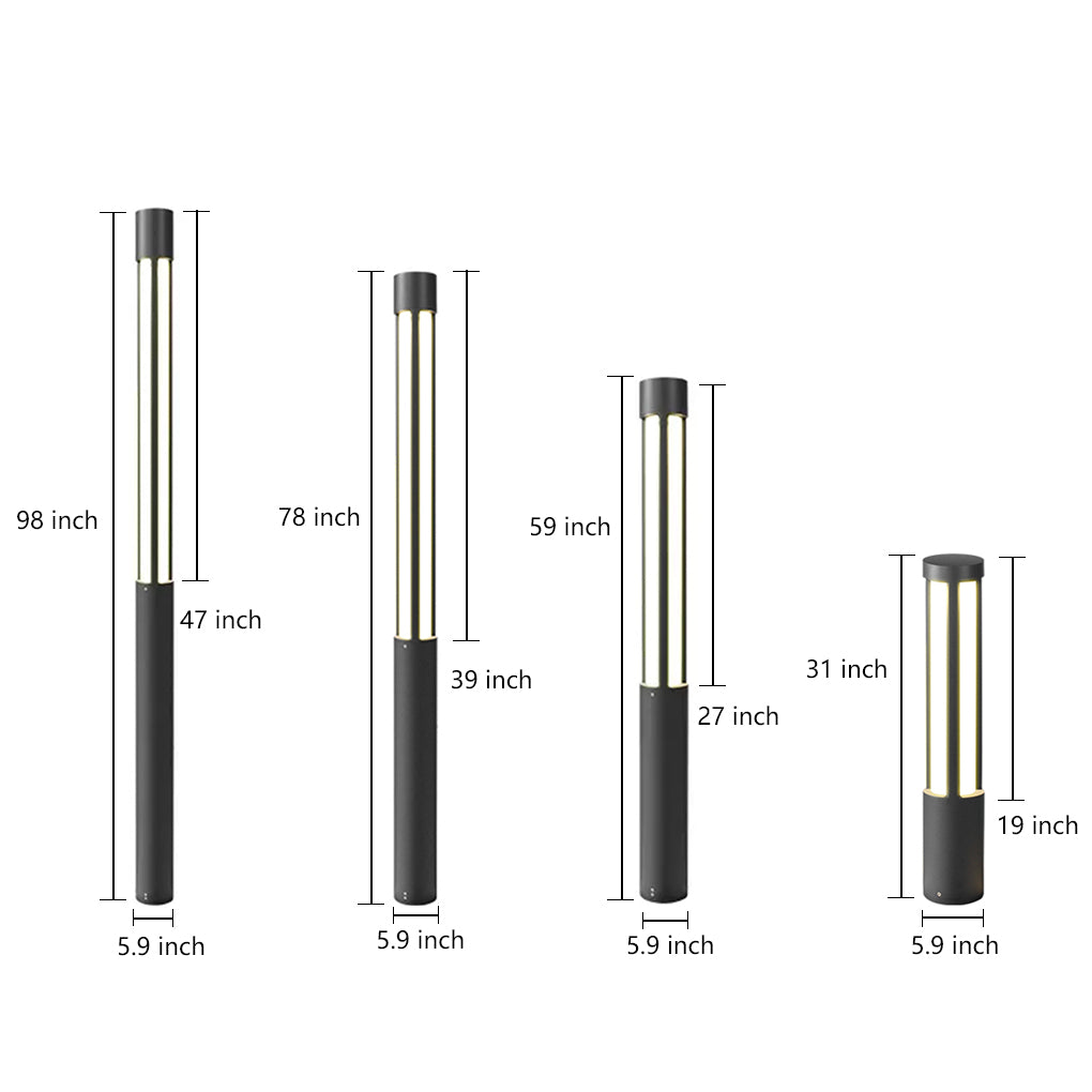 Stele LED Bollard Light | Cylindrical Black IP65 Path Light