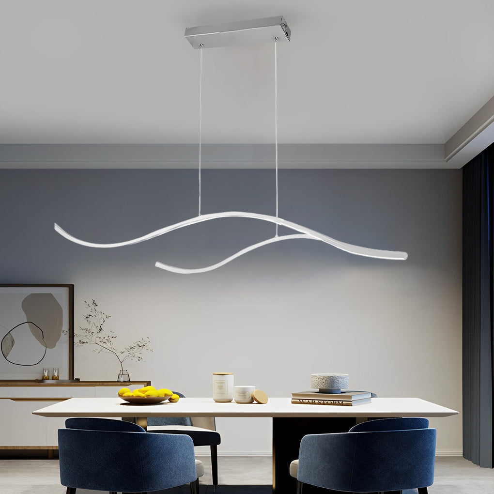 Crescent Wave LED Pendant Light | Linear Kitchen Island Chandelier