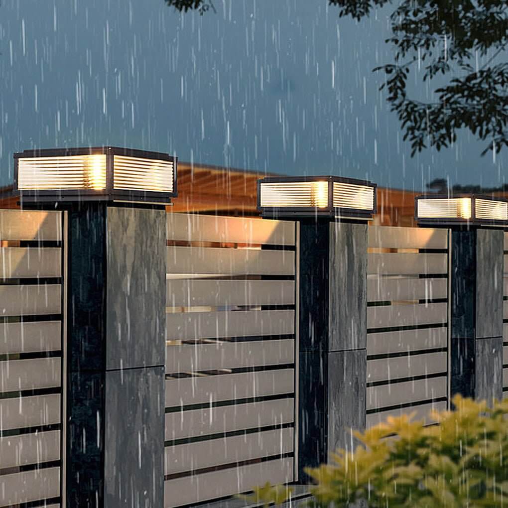 Pharos Ribbed Glass Pillar Light | Solar or Hardwired LED Column