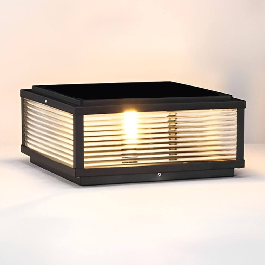Pharos Ribbed Glass Pillar Light | Solar or Hardwired LED Column