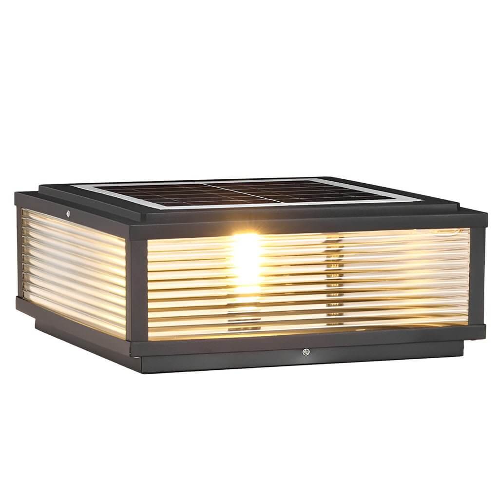 Pharos Ribbed Glass Pillar Light | Solar or Hardwired LED Column