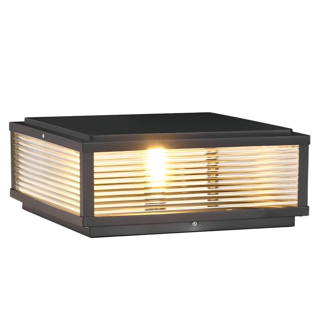 Pharos Ribbed Glass Pillar Light | Solar or Hardwired LED Column