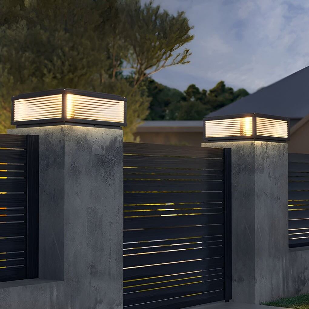 Pharos Ribbed Glass Pillar Light | Solar or Hardwired LED Column