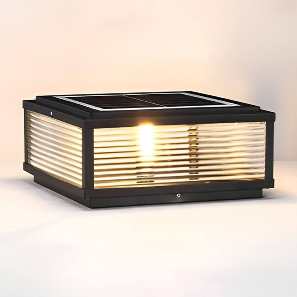 Pharos Ribbed Glass Pillar Light | Solar or Hardwired LED Column